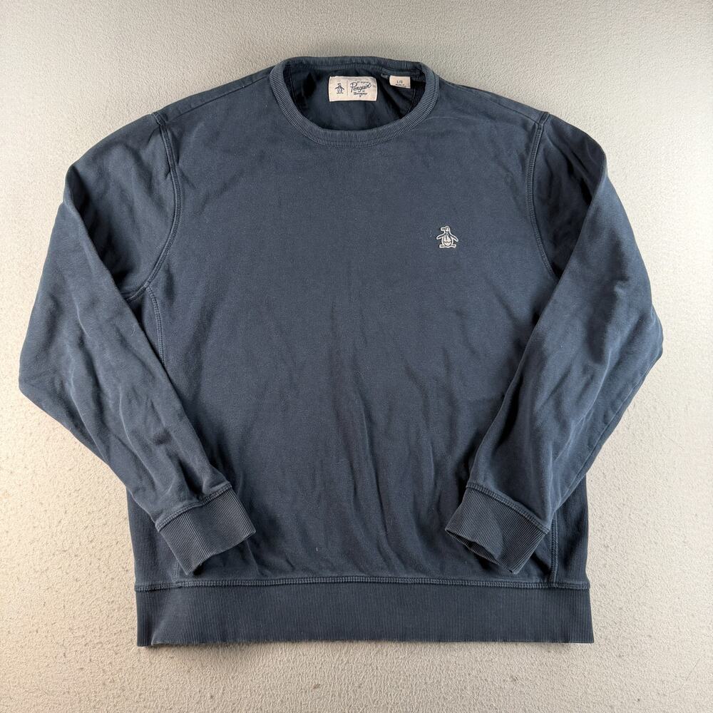 Original Penguin Munsingwear Men's Large Navy Blue Crewneck Sweatshirt Logo